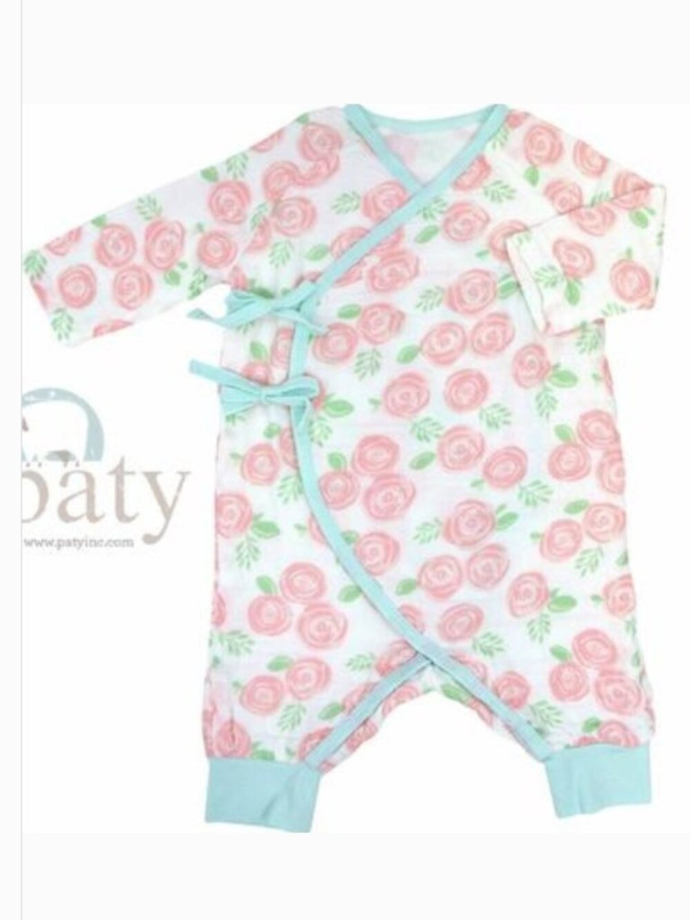 Paty Inc Rose Print Kimono Muslim Romper size 3-6 months